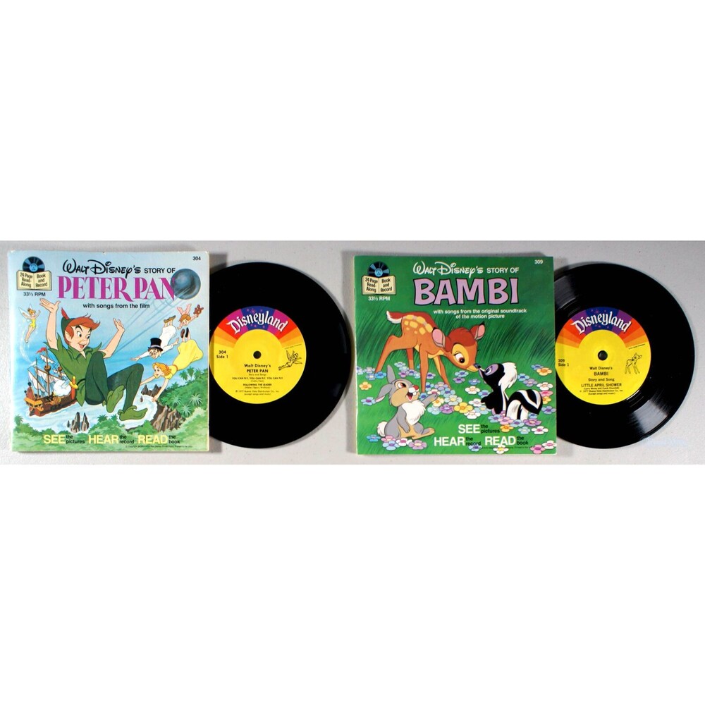 Disney - 7" Set: Bambi and Peter Pan (1977) [NEW] Vinyl + BOOK